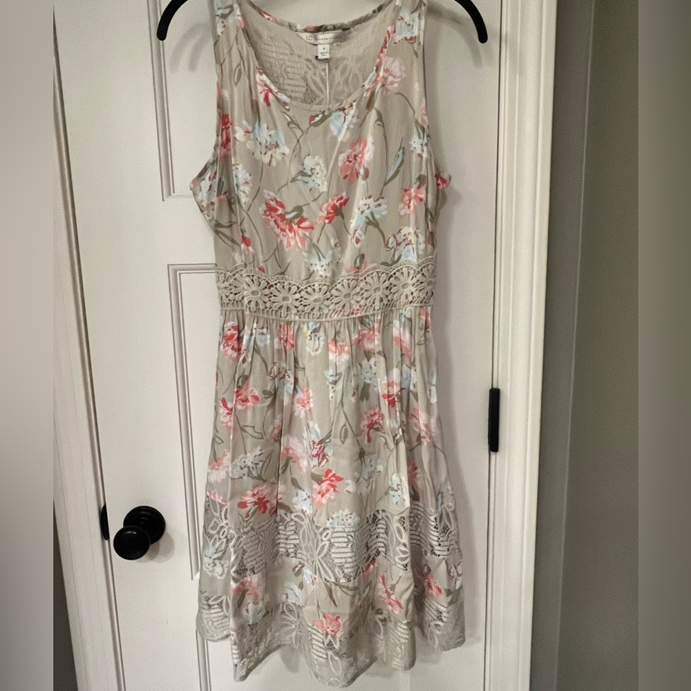 Floral Moon, lace trim racer back dress